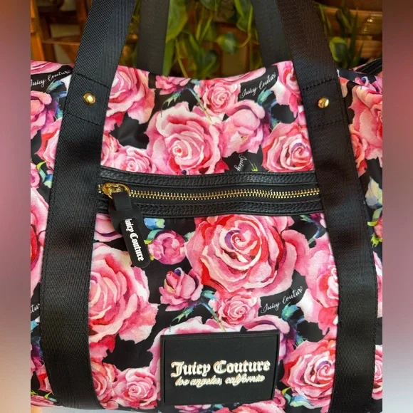 JUICY COUTURE BAG WEEKENDER‎ HAND BAG Pink with roses. - Picture 2 of 14